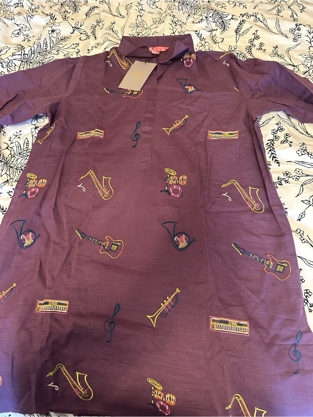 Purple Musical Instrument Tunic Dress